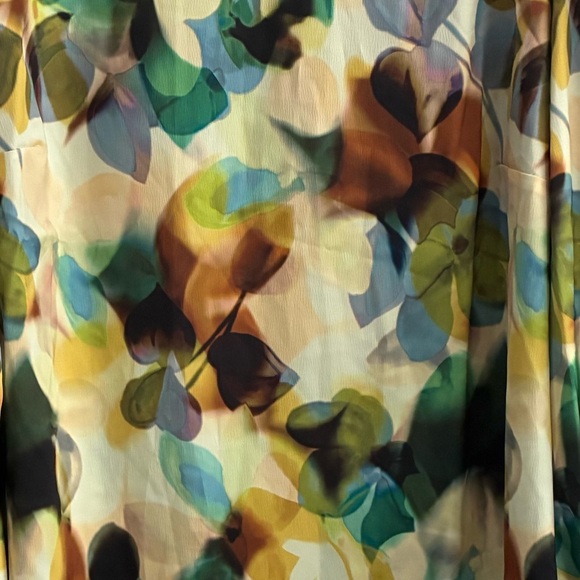 🆕Eloquii Satin Yellow and Green Sheath Dress with Bishop Sleeves 16🆕 - Picture 15 of 15